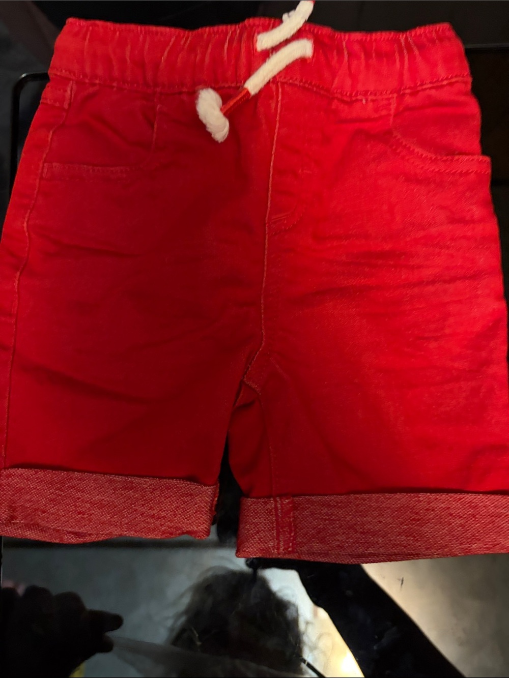 okie dokie Bright Red Drawstring Cuffed Shorts
